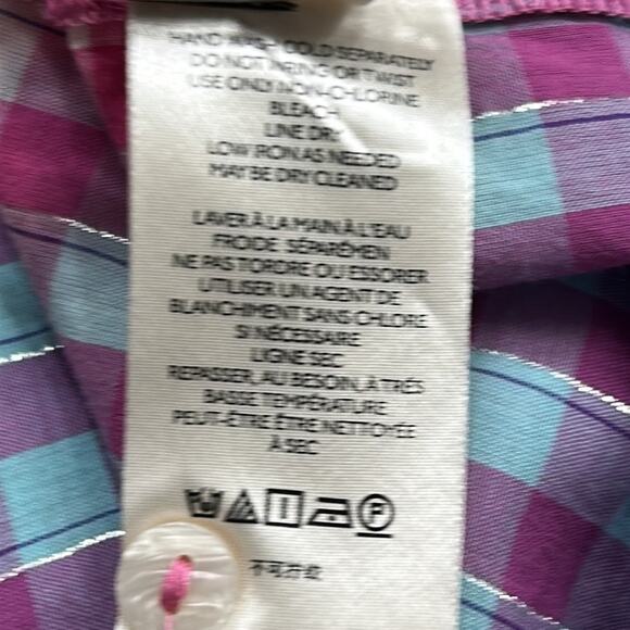 Anthropologie Pilcro Deb Shimmer Gingham Ombre Button Front Relaxed Shirt Small - Picture 11 of 13